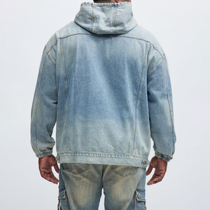 เสื้อฮู้ดดี้ฟลีซทรงโอเวอร์ไซส์คุณภาพสูง ล้างสีแบบแอซิดวอช สำหรับผู้ชาย ผ้าฝ้าย 100% ซิปเต็มตัว สไตล์เดนิมแนวสตรีท ปรับแต่งได้ น้ำหนักมาก เหมาะสำหรับฤดูหนาว - Product Image 5