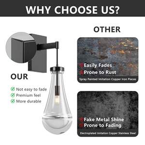 Modern Clear Glass <b>Wall</b> <b>Lamps</b> Black <b>Wall</b> Sconces for Living Room Hallway Reception Desk <b>Wall</b> Mounted Modern Lights - Product Image 6