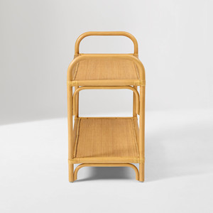 Modern Natural Rattan Shoe <b>Bench</b> with Storage Shelf Handmade Wooden Frame <b>Entryway</b> <b>Bench</b> Woven Cane Seating Rack for Hallway - Product Image 2