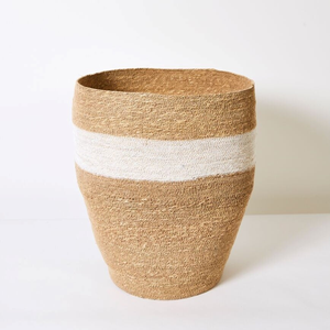 Handmade Striped <b>Plant</b> Fiber Storage <b>Basket</b> Rustic Natural Woven Bin <b>for</b> Multi Purpose Neatening and Eco Friendly Home Decor - Product Image 1