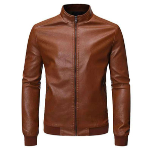 Chaqueta de Motociclista para Hombre, Negra, de Cuero PU Transpirable, Cuello Alto, Cierre de Cremallera, Corte Ajustado, Largo Regular, Estilo Moto, con Bolsillos, para Otoño - Product Image 5