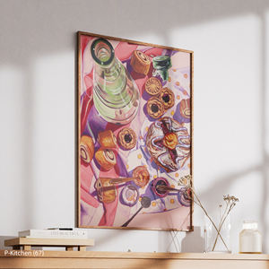 Impresiones en Lienzo Coloridas para Comedor, Pintura de Natureza Muerta de Repostería, Postre Impresionista, Comida Maximalista, Decoración de Pared de Panadería Gourmet - Product Image 2