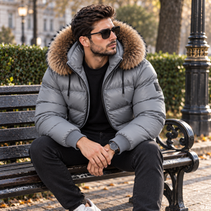 Veste matelassée de luxe pour homme avec capuche en fourrure de renard, Giubbotto Uomo Invernale, Abrigo Acolchado, Blouson Homme, Herren pufferjacken - Product Image 4