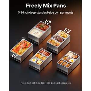 Commercial 1500W Electric Stainless Steel <b>Food</b> <b>Warmer</b> Fast <b>Heating</b> Countertop Buffet Bain Marie Power Cord Divider Strip for - Product Image 3