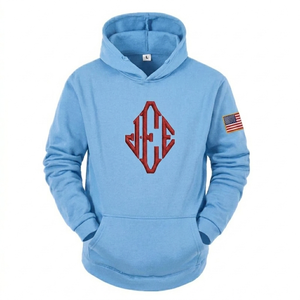 Sweat-shirts à capuche unisexes brodés 100 % coton couleur unie à manches longues 330g avec logo frontal pour homme et femme, décontractés printemps-automne - Product Image 5