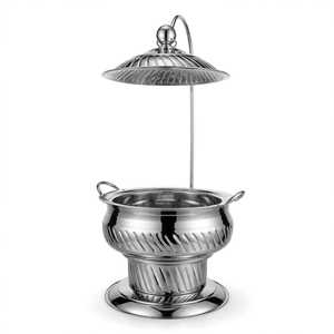 Stainless Steel Chafing Dish with <b>Lid</b> Buffet Food Warmer Round Catering Casserole for Wedding Restaurant - Product Image 5