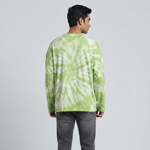 Camiseta de hombre con lavado ácido, de manga larga, de algodón con efecto desgastado por el sol, cuello redondo, corte regular, estilo casual urbano, ajuste holgado - Product Image 2