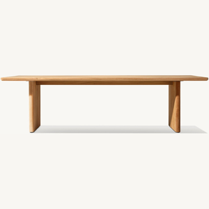 Mesa Rectangular de Jardín en Oferta, con Fibra Resistente, Madera de Teca Duradera, Diseño Moderno y Sencillo para Uso en Hoteles y Villas al Aire Libre - Product Image 1