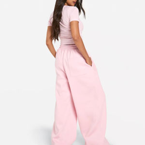 Baggy Sweat Pant Women Outdoor Wear Breathable Solid Color <b>Drawstring</b> Waist Latest Style Joggers Gym Wear Straight Leg <b>Trouser</b> - Product Image 4