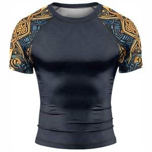 Chemise de compression à manches courtes imprimée numériquement, 100 % polyester, pour homme, qualité supérieure, prix bas, coupe ajustée. - Product Image 3