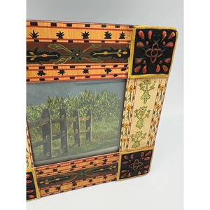 Handmade Wooden Rectangular Mirror <b>Frame</b> <b>with</b> Floral Pattern and Wall <b>Mount</b> Design - Product Image 6