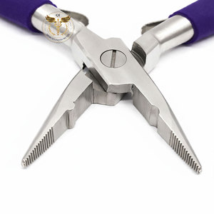 Hair <b>Extension</b> Pliers Blue Handle Stainless Steel <b>Micro</b> Ring Nano Ring Applying Crimping Pliers Hair <b>Extension</b> Tool Salon - Product Image 5