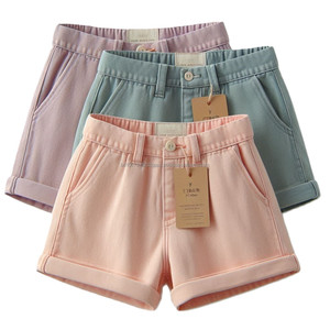 Pantalones cortos chinos con estilo para mujer, pantalones cortos de lona de sarga de algodón transpirable con bolsillos y cierre de botón con cremallera - Product Image 2