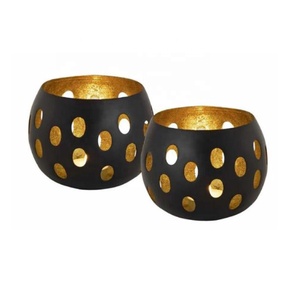 Juego de 3 portavelas metálicos con forma de bola de Venta caliente, exterior plateado y oro brillante, decoraciones antiguas para sala de estar - Product Image 3