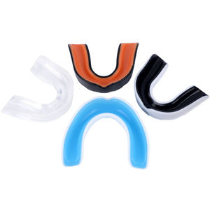 Protège-dents en silicone moulable, double couche, équipement de sport protecteur pour la boxe, adultes, unisexe, léger, bleu, orange, noir, transparent - Product Image 1
