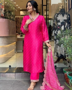 Nuevo Diseño 2023, Tela Chanderi, Kurtis y Pantalón Étnicos Modernos para Mujer, Bordado Indio, Manga Larga, Casual, Elegante, Temporada de Festivales - Product Image 5