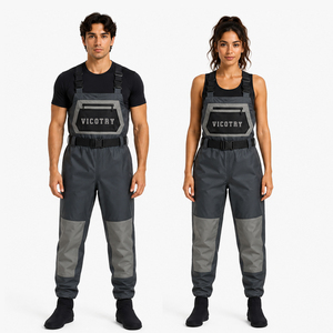 Pantalon de pêche imperméable unisexe avec bottes intégrées, salopette respirante pour la chasse en extérieur - Product Image 4
