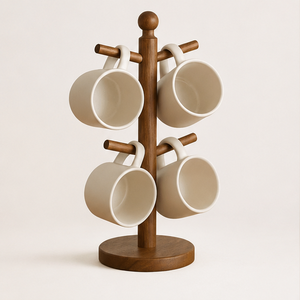 Premium Solid Wooden Mug Holder <b>Tree</b> <b>Stand</b> With 4 Hooks Eco-Friendly Coffee Cup Organizer Rack For Kitchen Countertop & Coffee - Product Image 3