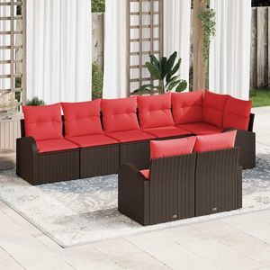 Set Divano da Giardino in Polyrattan Marrone 6 Posti Arredamento Esterno Contemporaneo Resistente alle Intemperie - Product Image 3