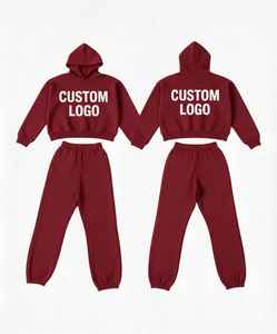 Ensemble de survêtement polaire personnalisé pour l'hiver, sweat à capuche et pantalon, vente en gros, ensemble de sport 2 pièces pour femme, marque personnalisée - Product Image 1