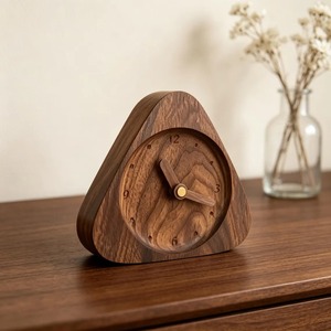 Reloj de Escritorio/Mesa Circular Rústico Moderno de Madera Natural Hecho a Mano, Movimiento Analógico de Cuarzo Electrónico, Funcionamiento Silencioso, Táctil - Product Image 3