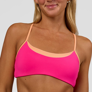Sujetador Deportivo Rosa para Mujer con Ribete Naranja, Corte Ajustado, para Yoga, Gimnasio, Ejercicio, Ropa Deportiva - Product Image 5