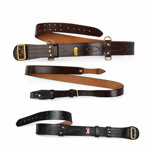 Cinturón Sam Browne de cuero genuino con correa cruzada para el hombro estilo británico - Product Image 1