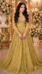 Indian Women's Floor-Length Anarkali <b>Dress</b> With Floral Embroidery Traditional Wedding Gown Polyester Material Regular Fit - Product Image 5