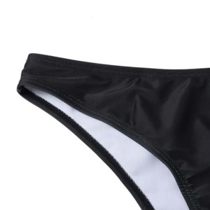 Traje de baño de una pieza para mujer, con estampado de libélulas, con cordón lateral y lazo, ropa de playa de poliéster negra - Product Image 3