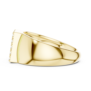 Anillo de Sello de Oro Amarillo de 10K con Diamantes Cultivados en Laboratorio de Corte Redondo en Racimo Cuadrado, 1 Quilate, Chapado en Oro de Lujo para Hombre - Product Image 3
