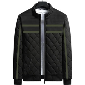<b>Men</b> Q Jacket <b>Black</b> Stand Collar Zipper Closure Windproof Winter Casual Outerwear Polyester Wadding Thick Regular - Product Image 4
