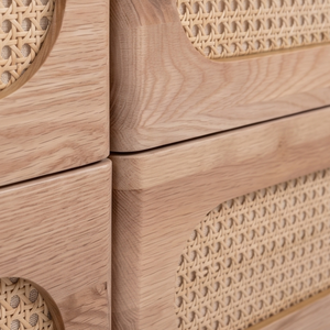 Commode en bois de teck faite à la main, écologique, avec tiroirs cannélatés, style moderne et minimaliste, meuble de rangement autoportant pour salon et hôtel - Product Image 4