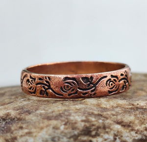 Bague de Thérapie Magnétique en Cuivre Pur de Haute Qualité, Motif Rose et Vigne, pour Guérison Bio-Énergétique - Vente en Gros - Product Image 1