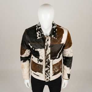 Veste de motard en cuir véritable pour homme, motif vachette, col rabattu, fermeture éclair, coupe classique, automne, décontractée - Product Image 5