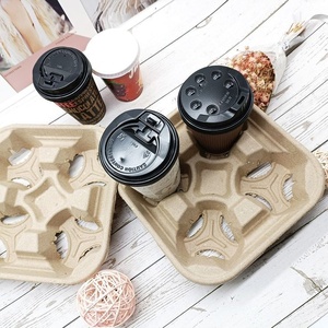 Bandeja Desechable y Sostenible para Transporte de Bebidas, Diseño para Cuatro Vasos, para Cafeterías, Tiendas de Café y Entrega de Alimentos - Product Image 1