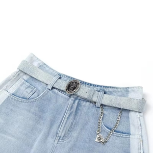 Zipper <b>Fly</b> Lady Casual wear Denim Shorts Personalized ODM service low MOQ Women Short <b>Jeans</b> Knee Length Shorts denim for Women - Product Image 5