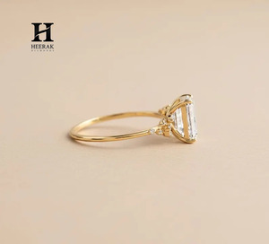 Luxury 3ct 5ct <b>Emerald</b> Cut Engagement <b>Ring</b> for Women 14k 18k Yellow Gold Plated Solid <b>Silver</b> Lab Grown Diamond Wedding <b>Ring</b> - Product Image 3