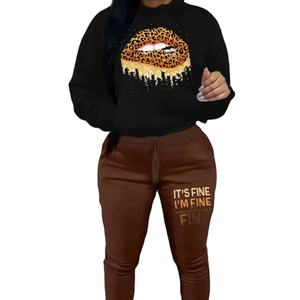 Ensemble de sweatshirt à capuche grande taille et imprimé de lettres pour l'automne et l'hiver Ensemble de survêtements quotidiens et décontractés à manches longues pour femmes Tendance - Product Image 1