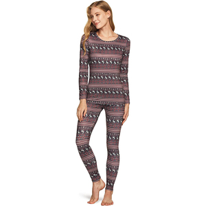 Oem Custom <b>Women</b> Stretch <b>Thermal</b> <b>Underwear</b> Set Soft Scoop Neck Base Layer Thin Long Johns - Product Image 4