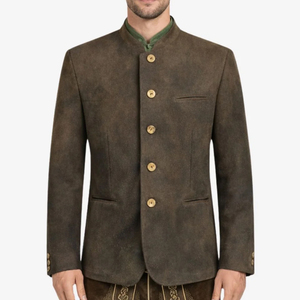 Maßgefertigte Winter-Trachtenjacke für Herren Traditioneller Janker Loden-Oberbekleidung Stehkragen 100% Wolle Atmungsaktives Wollfutter - Product Image 1