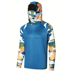 Sweat à capuche de pêche léger pour homme, motif vague, séchage rapide, tissu respirant, logo personnalisé, vêtements de pêche haute performance - Product Image 1