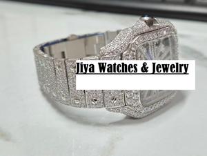 Montre Sport Homme en Acier Inoxydable, Style Business Hip-Hop, Mouvement Quartz, Cadran en Verre Saphir, Accents Moissanite - Product Image 3