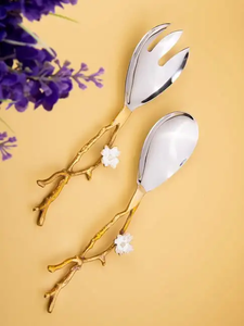 Ensemble de couverts en acier inoxydable écologique de style vintage, cuillères miroir argentées, gadgets pour la préparation de salades, cadeaux d'affaires, cuisine à domicile - Product Image 6