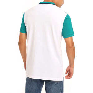 Polo homme color block à manches courtes, coupe classique, décontracté, en tissu Oxford, vert, blanc, marine, style uni - Product Image 2