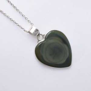 Heart Jasper Pendant Handmade 925 Sterling Silver Natural Gemstone Necklace Jewelry Gift For Women Elegant Charm - Product Image 1