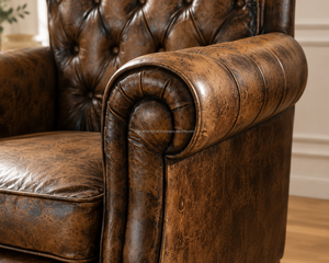 Fauteuil à dossier haut de style vintage avec revêtement en tissu et pieds en bois durables, fauteuil d'appoint confortable pour le salon - Product Image 4