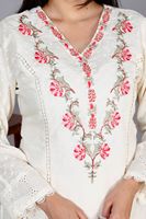Setelan Salwar Kameez Putih Wanita Katun Tradisional Regular Fit Panjang Reguler Musim Panas Kasual India Pakistan Bebas Kerut Cepat Kering