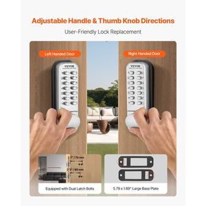 Single-Side Stainless Steel Water Resistant 14-<b>Key</b> Mechanical Keyless Entry Door <b>Lock</b> with Smart Keypad Knob - Product Image 4