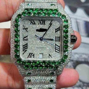 Montres en acier de luxe personnalisées, entièrement serties de diamants étincelants, montres en moissanite VVS pour hommes, provenant d'un fournisseur indien - Product Image 2