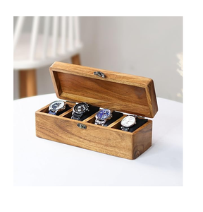 Caja de relojes de madera de diseño clásico hecha a medida con 4 ranuras para guardar relojes de lujo a precio de mayorista - Product Image 1